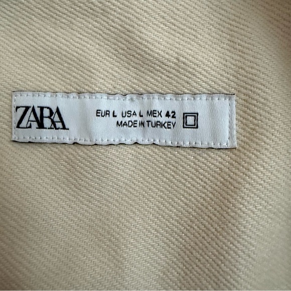 Zara Men’s Large Beige Cotton Button Down Shirt - Picture 2 of 3